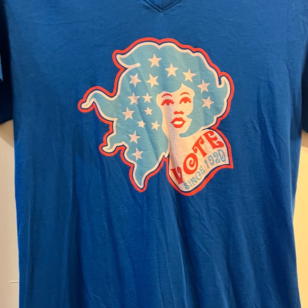 Blue Graphic T-Shirt with Vote since 1920 Design